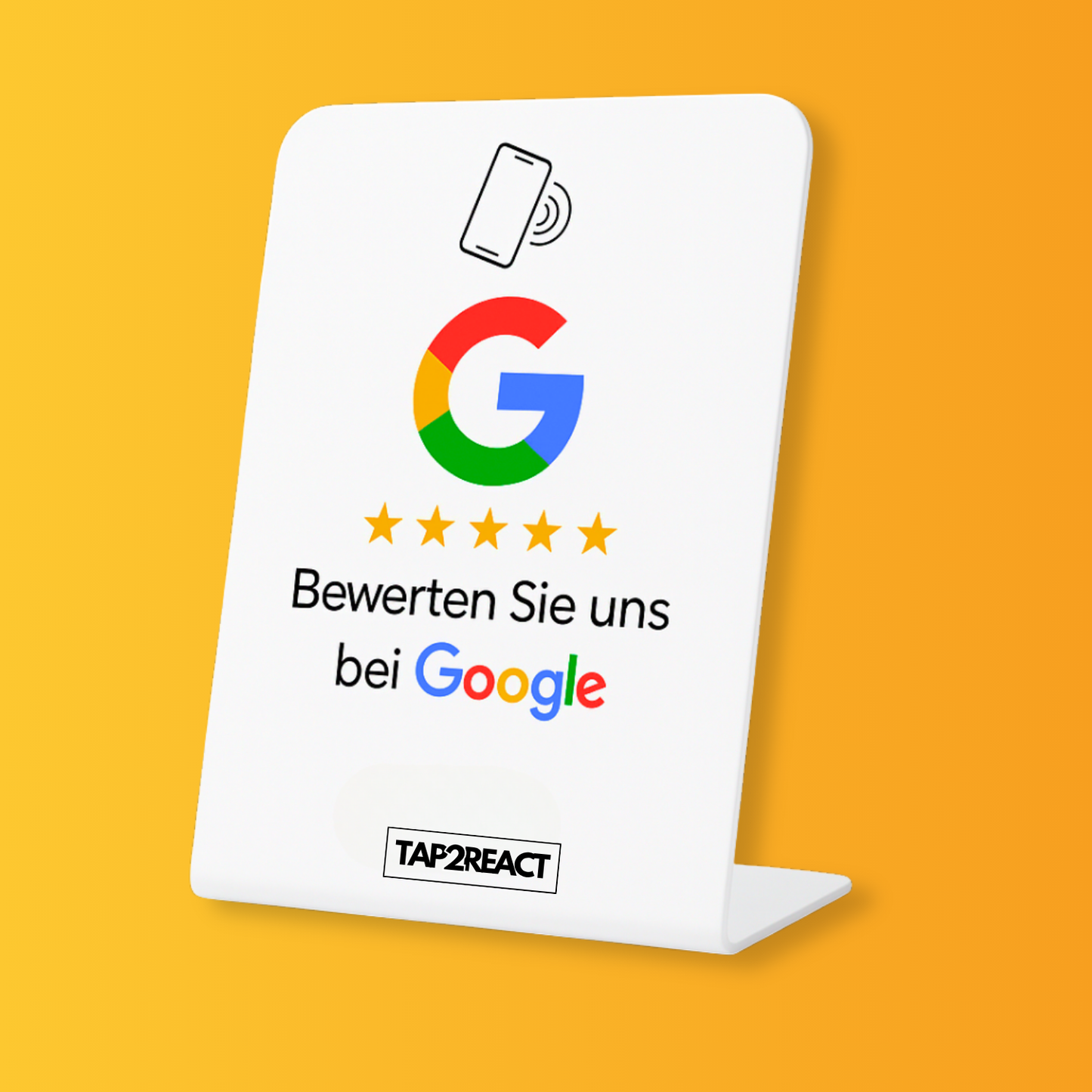 TAP2REACT-Aufsteller – für mehr positive Google Bewertungen – White Edition