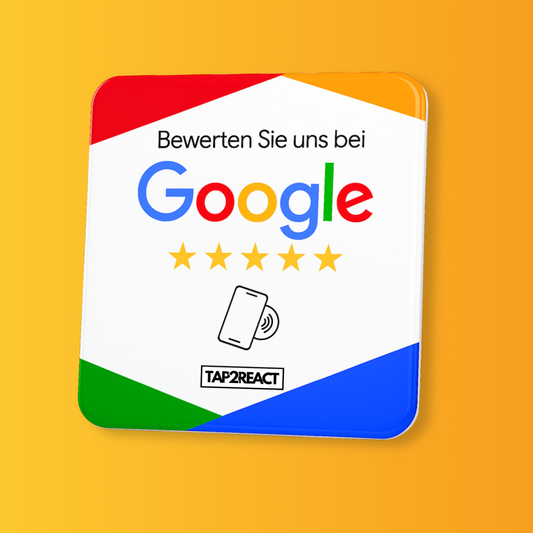 TAP2REACT-Card – für mehr positive Google Bewertungen – White Edition mit Kleberückseite
